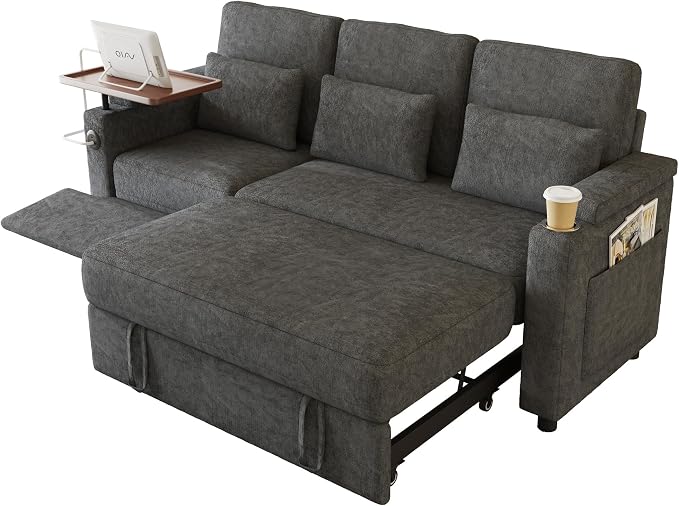 Sectional Sleeper Sofa with Pull Out Couch and Reclining Chair, Modern 3-in-1 by LITVZ