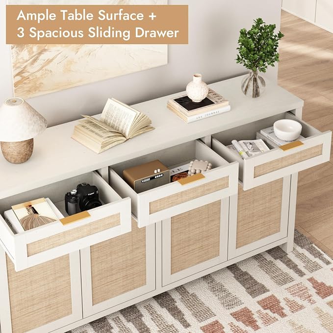 HOKYHOKY Rattan Sideboard Buffet Cabinet, Boho Storage Cabinet - Image 4