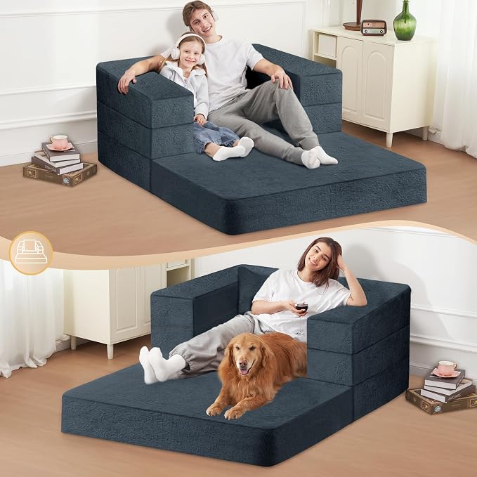 Futon Sofa Bed with Pillow, 3-in-1 Sleeper Sofa Bed with Removable Cover - Image 5