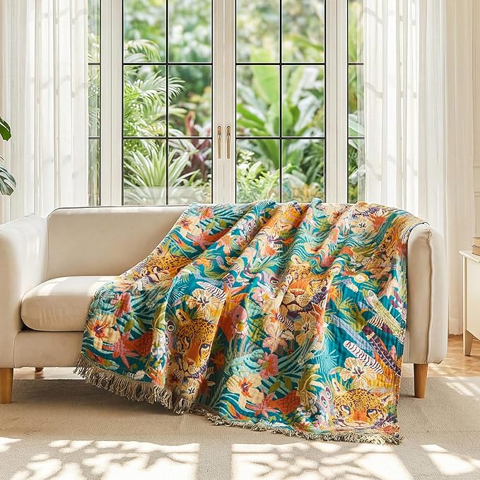LUTBM Throw Blanket for Couch Sofa Soft Cotton Summer Blankets for Bedroom - Image 2