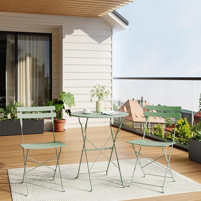 3-Piece Folding Bistro Set, Outdoor Patio Furniture Set - Image 6