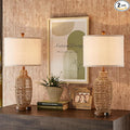 Rattan Table Lamps Set of 2 Wicker Lamps 3 Way Dimmable Touch Control Farmhouse by Unknown