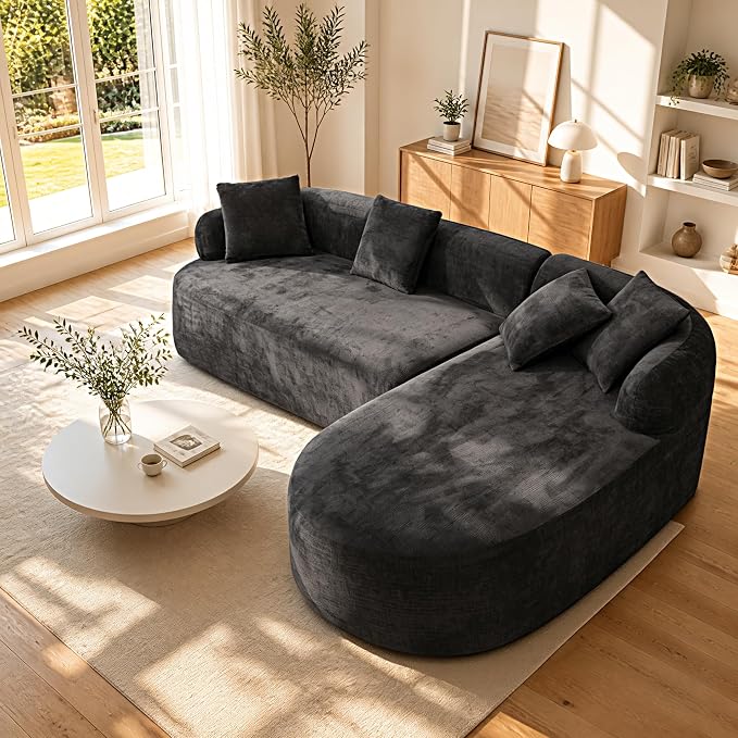 99" Curved Sectional Sofa with Chaise, Modern Boneless Couch with Deep Seat by VYUXWO