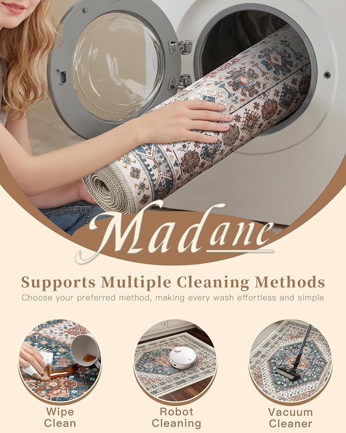 Madane Hallway Runner 3x8, Kitchen Rugs Washable Entryway Rug Vintage Kitchen - Image 9