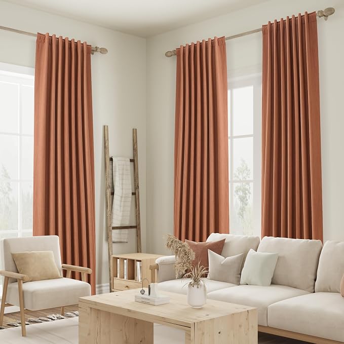 Guken Terracotta 100% Blackout Curtains 108 Inch Length 2 Panels Set Fall - Image 9