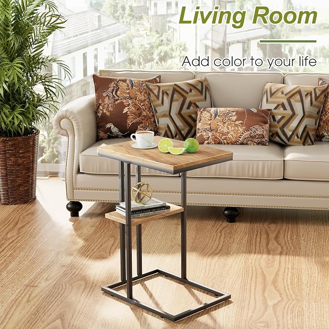 C Shaped End Table, Small Side Table - Image 3