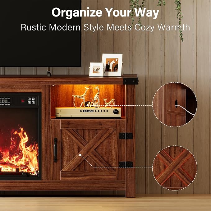 YESHOMY LED Fireplace TV Stand - Image 4