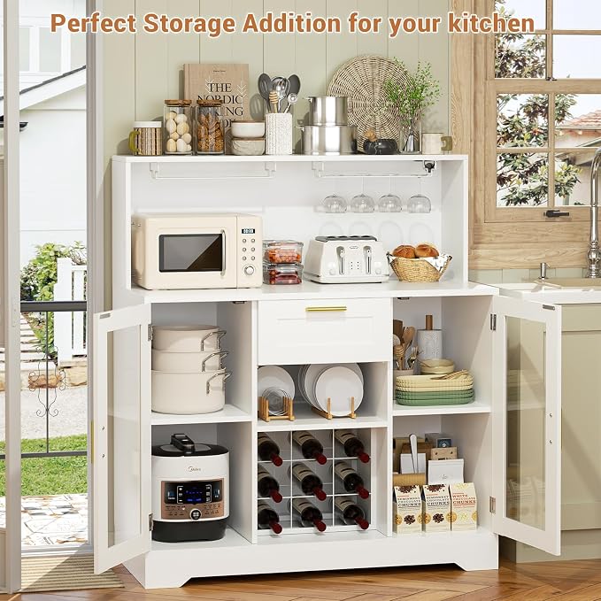 Unikito Wine Bar Cabinet with LED Light, Liquor Cabinet with Wine Rack and - Image 7