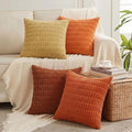 Fancy Homi Set of 4 Burnt Orange Fall Boho Decorative Throw Pillow Covers 26x26 by Fancy+Homi