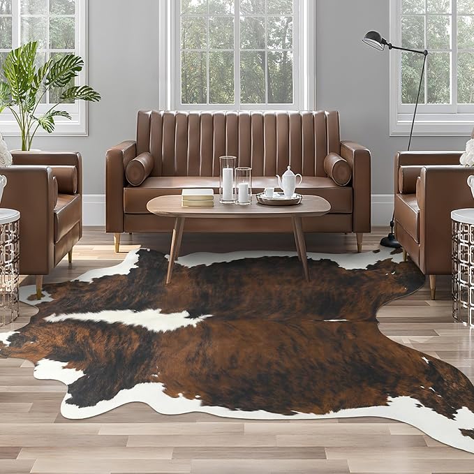 AROGAN Western Decor Faux Fur Cowhide Rug, 5.2x6.3 Feet Premium Animal Skin Cow by AROGANAREARUG