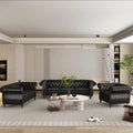3 Piece Living Room Set, Chesterfield Leather Sofa Loveseat Couch Chair by ORRD