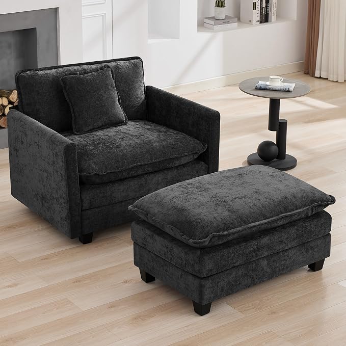 35‘’ Modern Chenille Cloud Sofa Ottoman, Rectangle Ottoman - Image 5