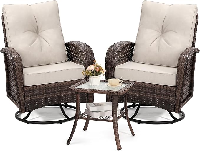wildformers Luxury Outdoor Swivel Wicker Glider Patio Chairs by wildformers