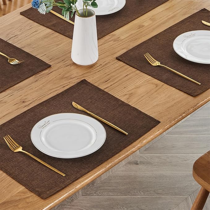 BALCONY & FALCON Faux Linen Placemats Set of 4 Washable Place Mats Heat - Image 4