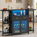 Loomie Bar Table Cabinet with LED Lights & Drawer, 8-Tier Wine Bar Cabinet with by LOOMIEDirect