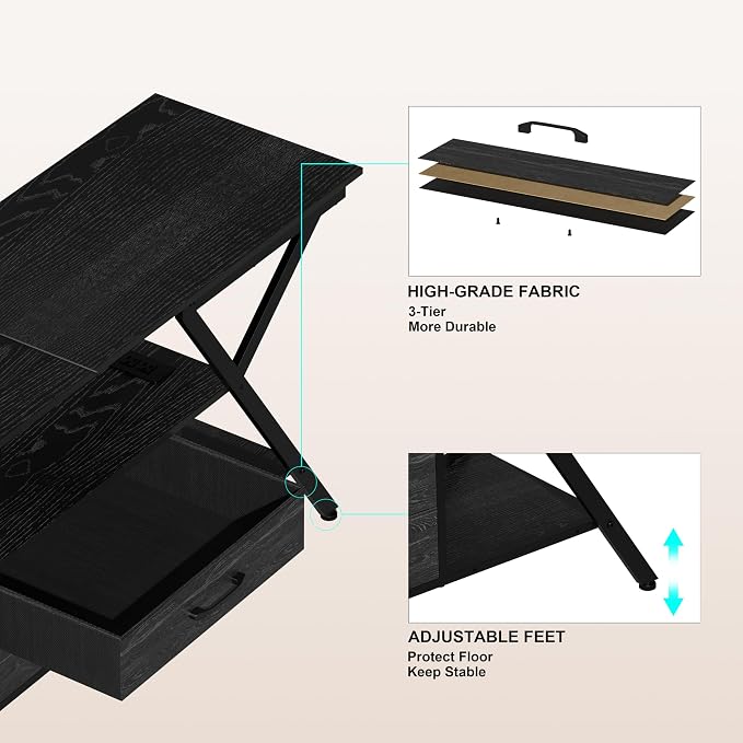 Simoretus TV Stand with Power Outlet and LED Lights, Fits TVs up to 65” - Image 6