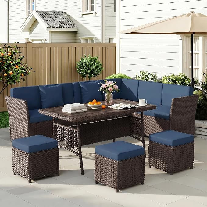 LOUVIXA 7 Pieces Patio Furniture Set, Outdoor Patio Furniture, Wicker by LOUVIXA