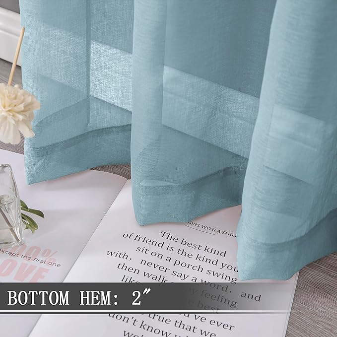 Tollpiz Short Sheer Curtain Linen Textured Bedroom Curtains Sheer Light - Image 4