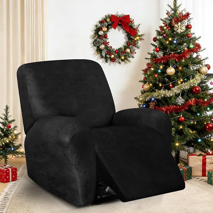 ANARACHON Leather Look Recliner Chair Covers, 4-Pieces Stretch Recliner Cover - Image 2