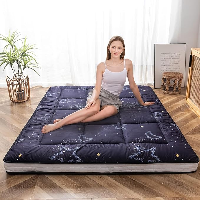 MAXYOYO Black Moon and Star Futon Mattress, Japanese Floor Mattress Quilted - Image 8