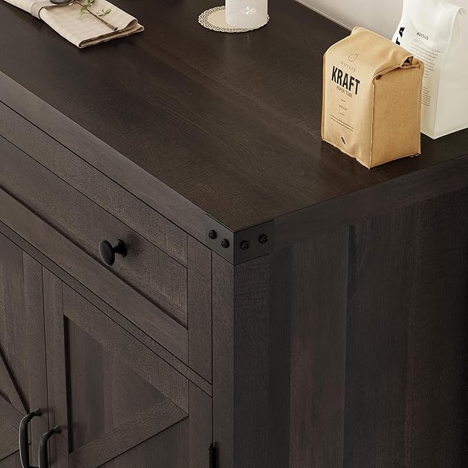 HOSTACK Coffee Bar Cabinet, Kitchen Storage Cabinet, Modern Farmhouse Buffet - Image 6