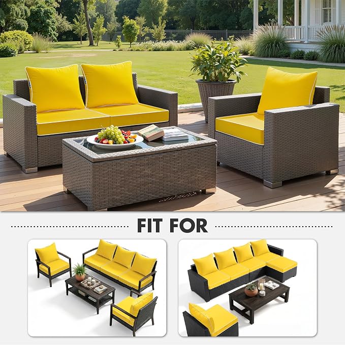 MIULEE Yellow Outdoor Seat Cushion 22x24 Inch Waterproof & 3 Year Fade - Image 5