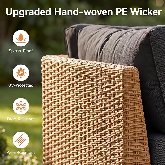 Aoxun 6-Piece Patio Furniture Set, Wicker Outdoor Furniture - Image 7
