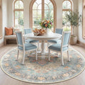 RELEANY Area Rugs Round 7ft Washable Non-Slip, Floral Vintage Distress Print by RELEANY