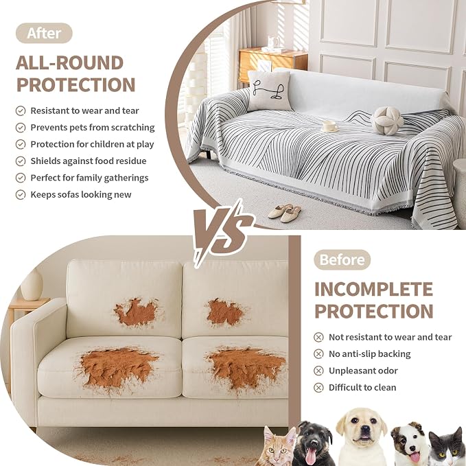 Boho Chenille Couch Cover for Dogs, Non Slip Sofa Cover, Couch Slipcover Covers - Image 4