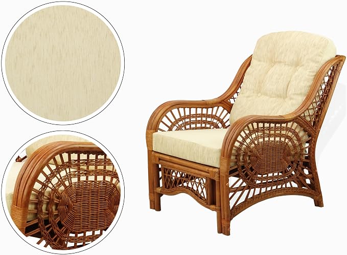 Malibu Lounge Living Accent Armchair Natural Rattan Wicker Handmade Design - Image 3