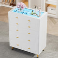 5 Drawer Dresser for Bedroom, 30.7" W x 38" H Tall Tempered Glass Top Dresser by DesignedforYourHome