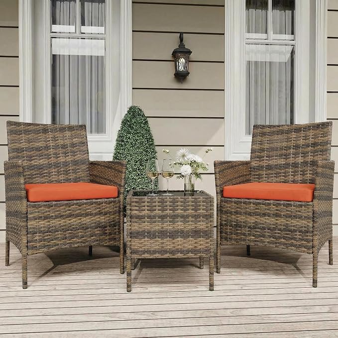 GarveeLife 3 Piece Patio Furniture Set, Rattan Outdoor Furniture by GarveeLife