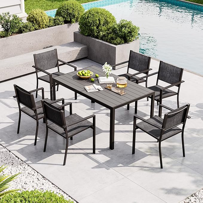 Aoxun 8-Piece Patio Table and Chairs Set & 15ft Patio Umbrella - Image 2