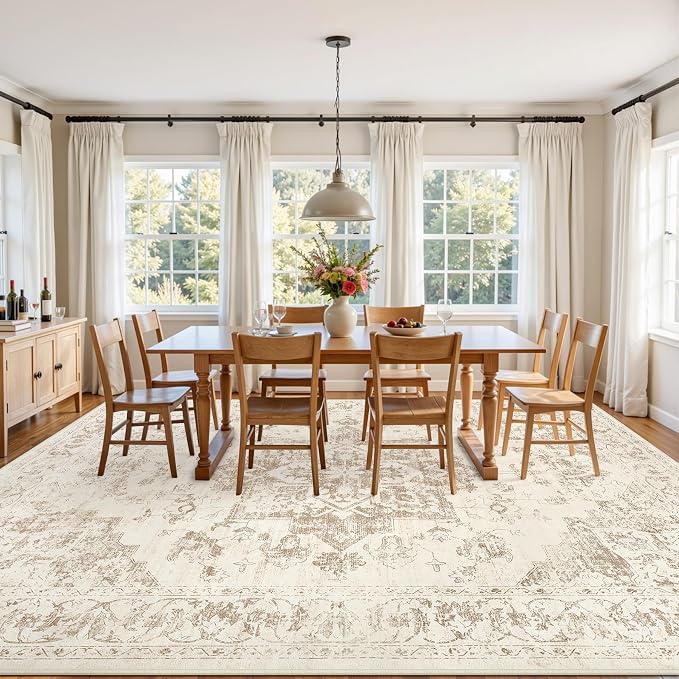 5x7 Area Rugs for Living Room: Vintage Boho Neutral Washable Rug Indoor Soft - Image 9