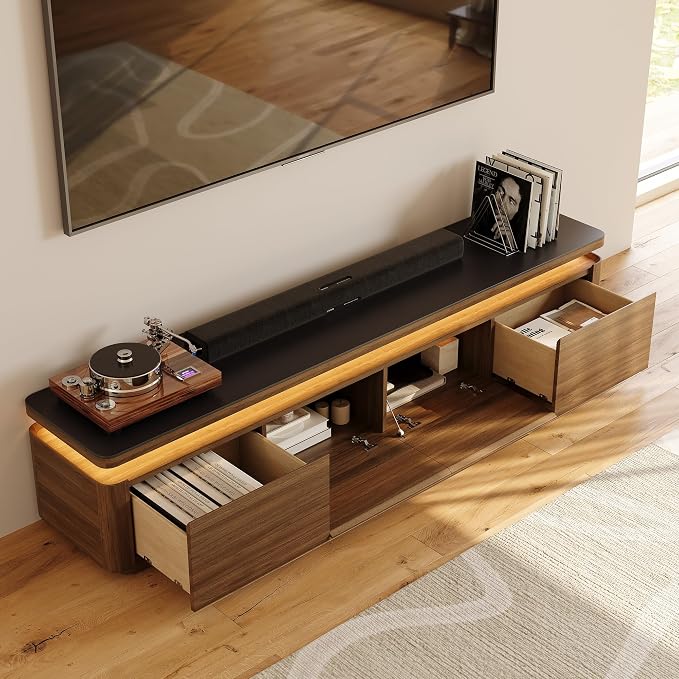 POVISON Fully Assembled 79" Mid-Century Modern TV Stand - Image 2