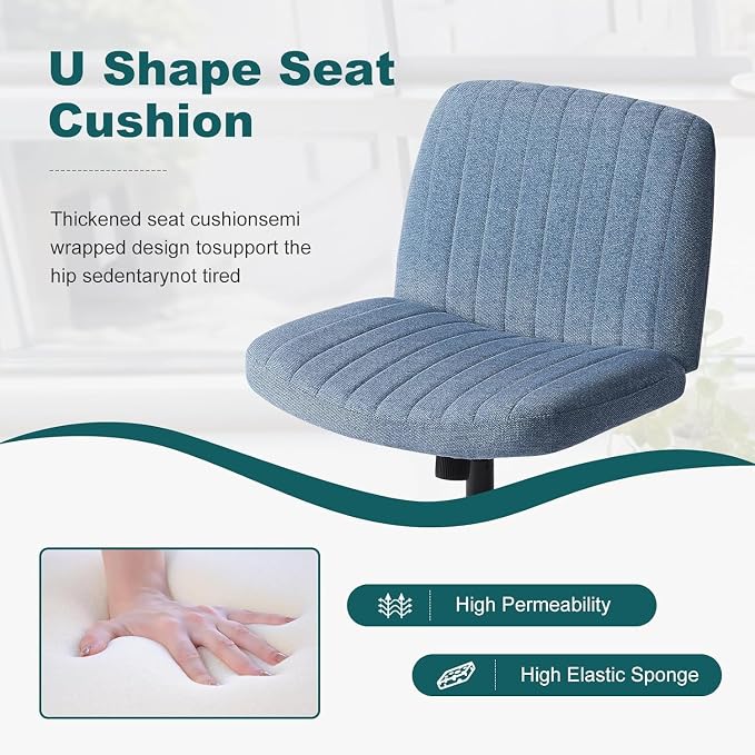 OLIXIS Criss Cross Legged Chairs Armless No Wheels Wide Seat Height Adjustable - Image 7