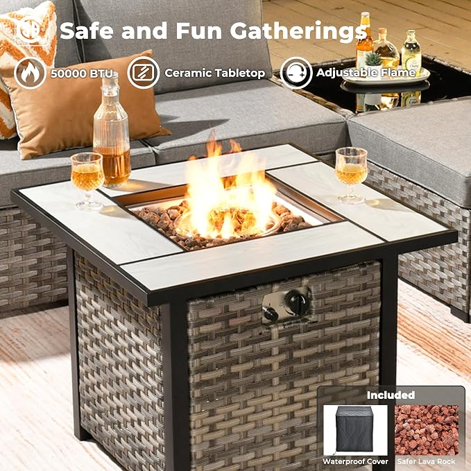 ovios 7 Pieces Patio Furniture Set, Outdoor Wicker Sectional Sofa - Image 6
