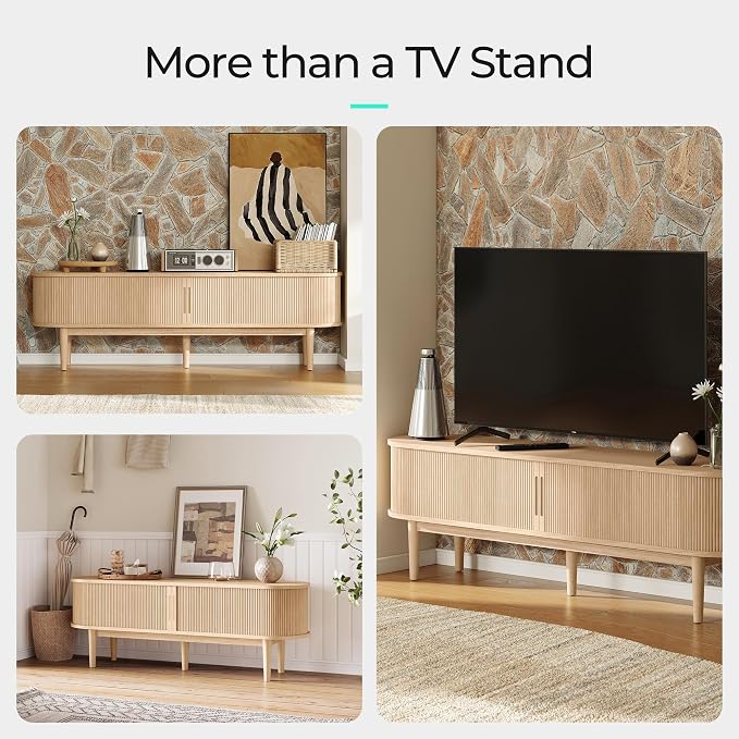 LINSY HOME 70" Fluted TV Stand for TVs up to 80 Inch, Mid Century Modern - Image 4