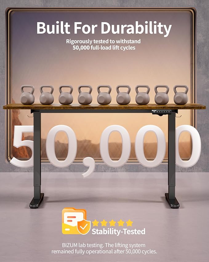 BIZUM Electric Standing Desk 60 x 24 Inch Computer Desk-Gaming Desk Rustic - Image 8