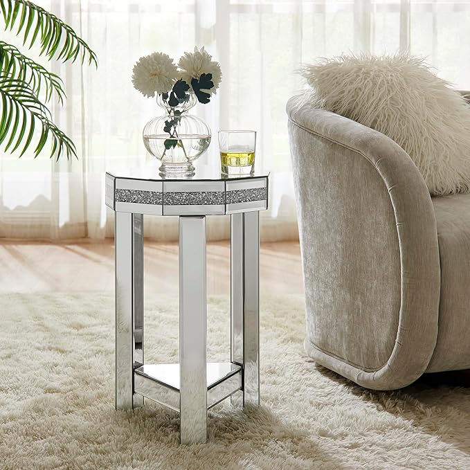 Mirrored Octagon End Table by HEPMIMZHU