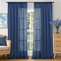 BGment Navy Blue Linen Curtains 84 Inch Length by BGment