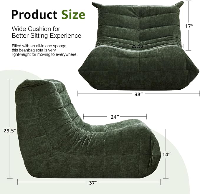 Bean Bag Chairs for Adults Giant Bean Bag Chair Memory Foam BeanBag Chair Bean - Image 2