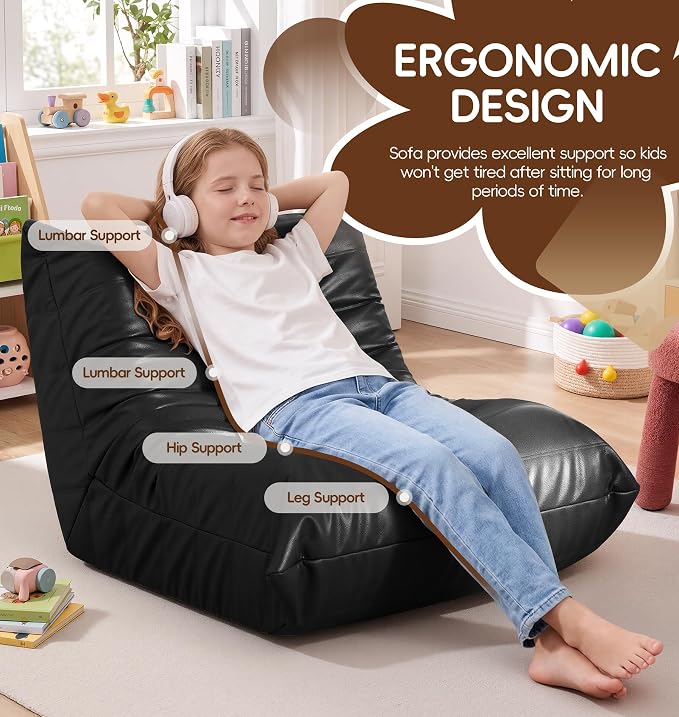 Hobestluk Small Bean Bag Chair Lazy Floor Sofa, Memory Foam Fireside Sofa - Image 4