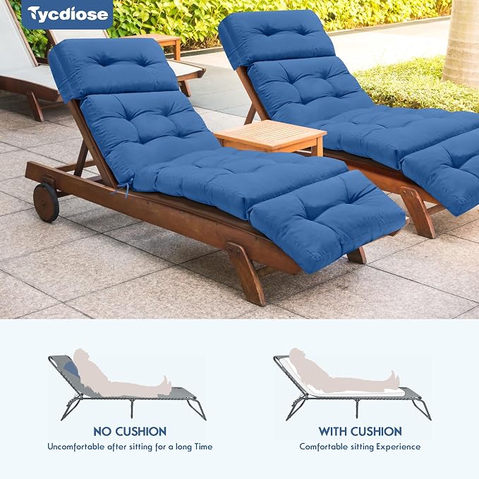 Outdoor Chaise Lounge Chair Cushion Waterproof 74.4 x 22 x 4.7 Inches Lounge - Image 6