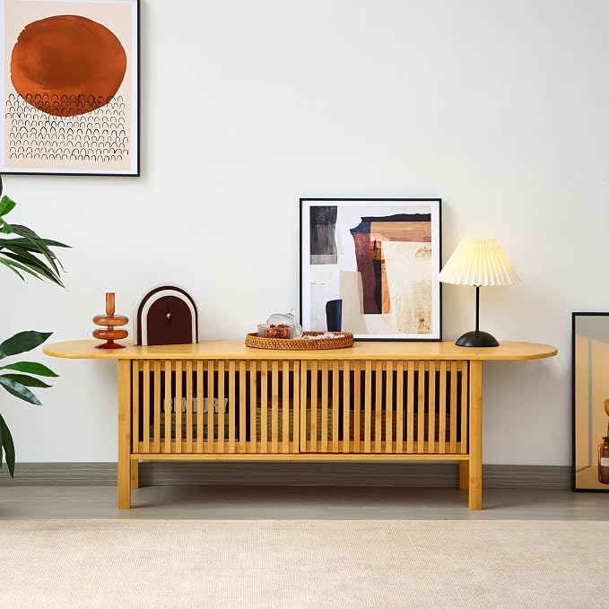 Bamboo TV Stand for TVs up to 65", Accent Entertainment Center - Image 4