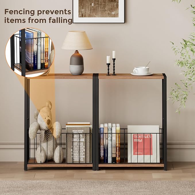 Homleke Narrow Side Table with Magazine Holder, Skinny End Table Perfect - Image 4