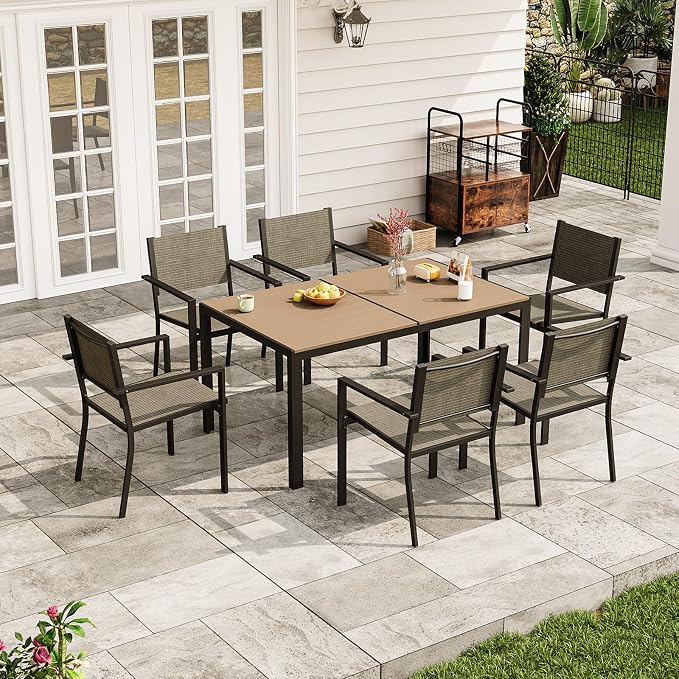 Aoxun 8-Piece Patio Table and Chairs Set & 15ft Patio Umbrella - Image 7