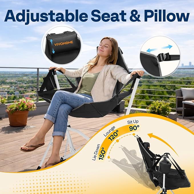 VIVOHOME Hammock Camping Chair, Portable Outdoor Swinging Rocking Chairs - Image 5