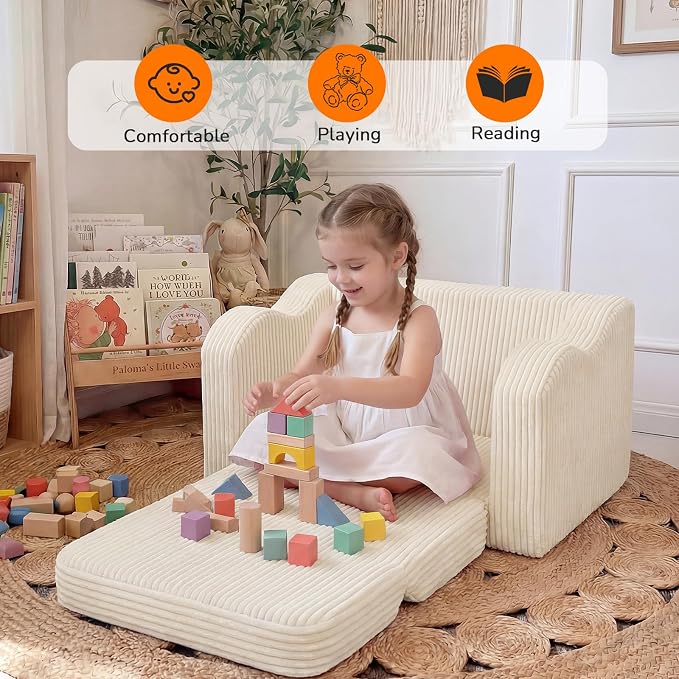 MeMoreCool Toddler Couch Fold Out – 2-in-1 Convertible Kids Sofa Bed - Image 4