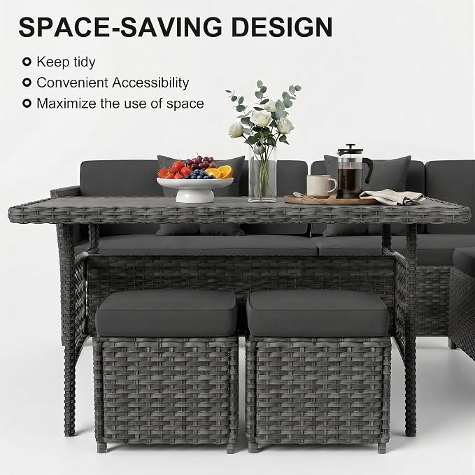 LOUVIXA 7 Pieces Patio Furniture Set, Outdoor Patio Furniture, Wicker - Image 4